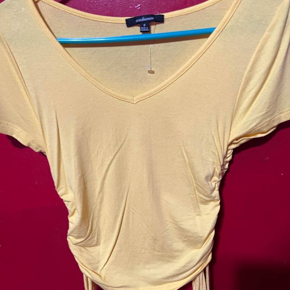 Yellow T-Shirt W/ Ruched side detail